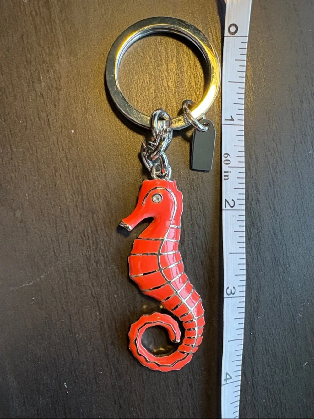 Coach Coral Enamel Seahorse Bag Charm with Silver Hardware - Picture 5 of 5